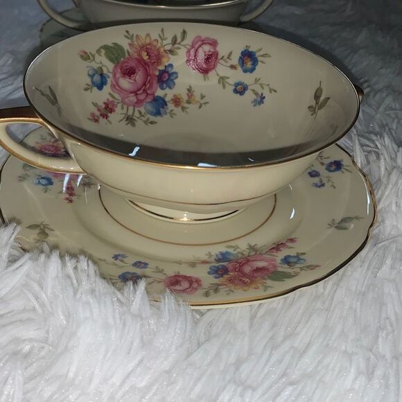 Vintage 1930’s Selb Bavaria Heinrich & Co Set of 4 Double Handles Soup Bowls - Picture 3 of 16